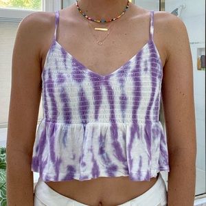 Pacsun white and purple tie dye tank top